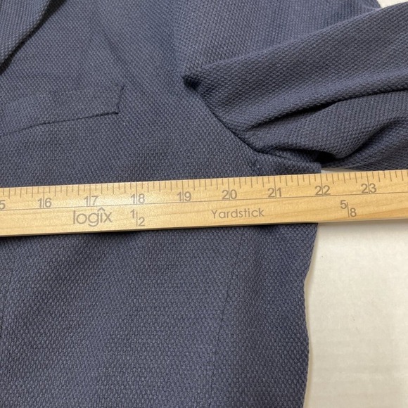 Steel & Jelly Blazer Mens 46 Navy Blue Textured Jacket Structured Office Career - Picture 8 of 14